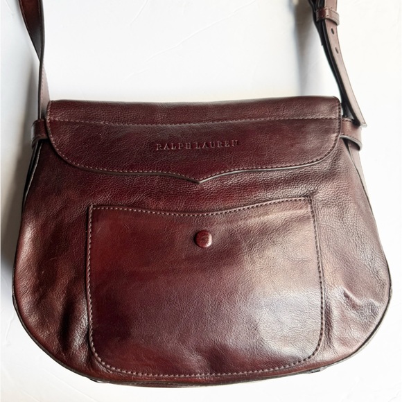 Ralph Lauren Studded Brown Saddle Bag - Picture 8 of 16